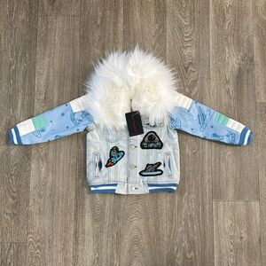 NWT Elite Premium Denim kids denim jacket with removable collar, various sizes